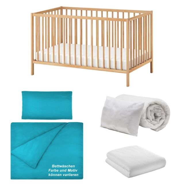 Komplettset Babybett Buche 60 x 120 cm