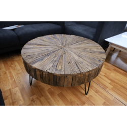 Couchtisch Tisch + MASSIVHOLZ Altholz + RUND 100cm + Neu auf Lage