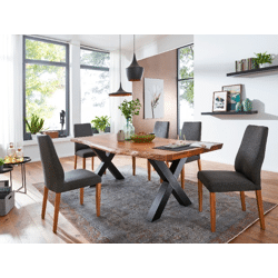 Dining table + solid wood acacia + REAL tree edge + 200x100 cm