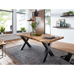 Dining table + solid wood acacia + REAL tree edge + 220x100 cm