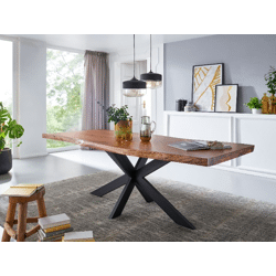 Esstisch Tisch + Massivholz Akazie +ECHTE Baumkante + 240x100 cm