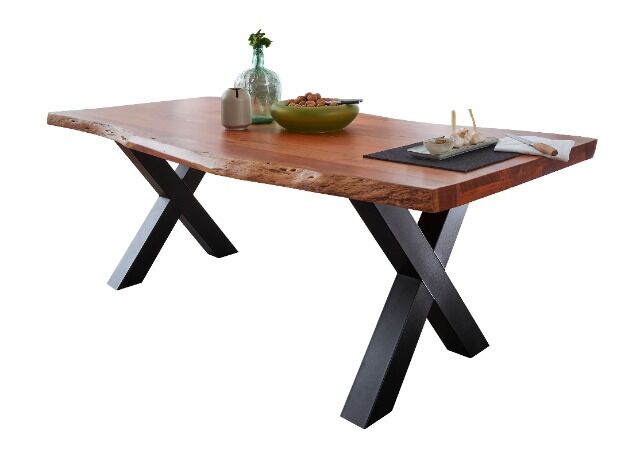 Esstisch Tisch + Massivholz Akazie +ECHTE Baumkante + 240x100 cm