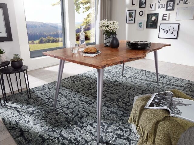 Esstisch Massivholz Akazie + Nadelfuß Gestell 160x100 cm 