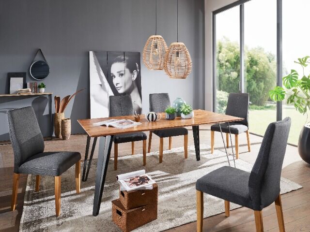 Esstisch Massivholz Akazie + Schweizer Kante 160x100 cm 
