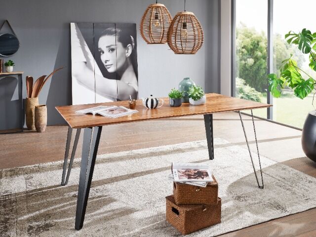 Esstisch Massivholz Akazie + Schweizer Kante 160x100 cm 