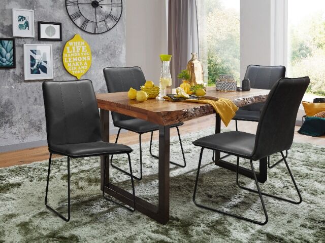 Esstisch Tisch + Massivholz Akazie +ECHTE Baumkante + 140x90 cm