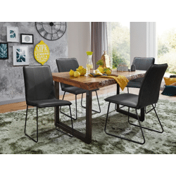 Esstisch Tisch + Massivholz Akazie +ECHTE Baumkante + 140x90 cm