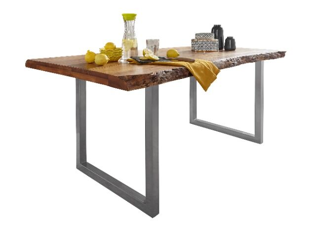 Esstisch Tisch + Massivholz Akazie +ECHTE Baumkante + 140x90 cm