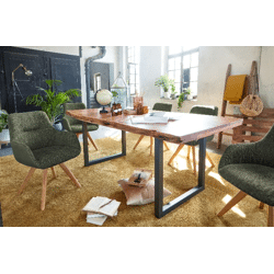 Esstisch Tisch + Massivholz Akazie +ECHTE Baumkante + 160x90 cm