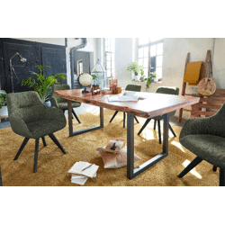 Esstisch Tisch + Massivholz Akazie +ECHTE Baumkante + 180x90 cm