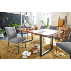 Esstisch Tisch + Massivholz Akazie +ECHTE Baumkante + 220x100 cm