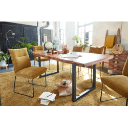 Esstisch Tisch + Massivholz Akazie +ECHTE Baumkante + 240x100 cm