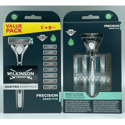 WILKINSON QUATTRO TITANIUM  ESSENTIAL 4 SENSITIVE RASIERER + 9 ERSATZKLINGEN