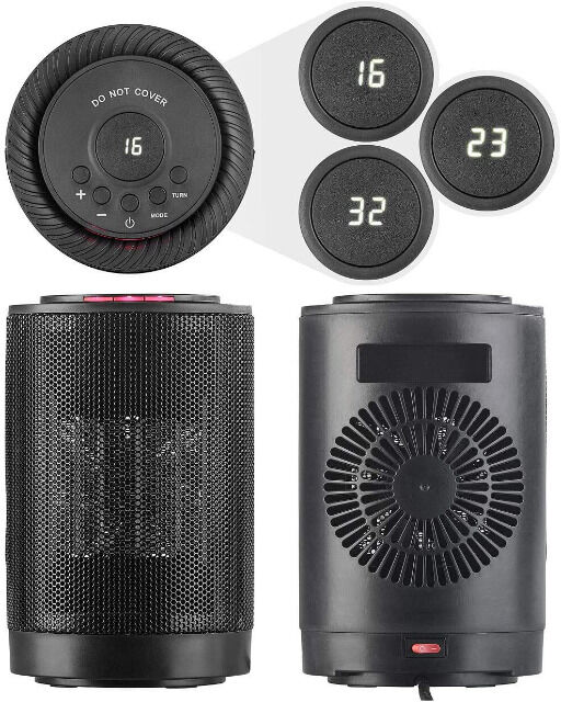 Carlo Milano Keramiklüfter Digitaler Keramik-Tisch-Heizlüfter, 3 Stufen & Oszillation, 1.200 Watt Standheizung, Ventilator,Heizkörper,Winter