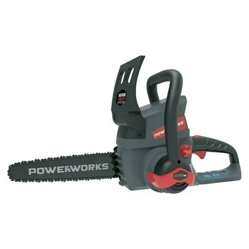 Powerworks Dual Voltage Akku-Kettensäge P24CS25, incl. Akku 2Ah 24V &Ladestation