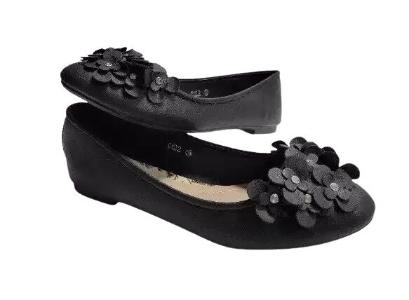 Damen Schuhe Ballerina schwarz mit Leder Optik C-122