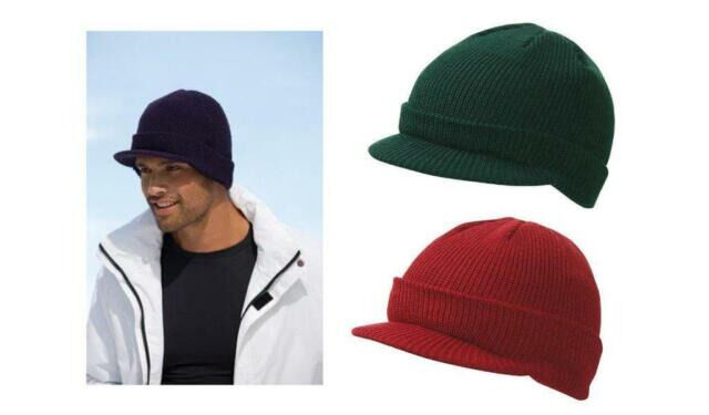 Herren Winter Mütze mit Schild Beanie Snowboard von Myrtle Beach