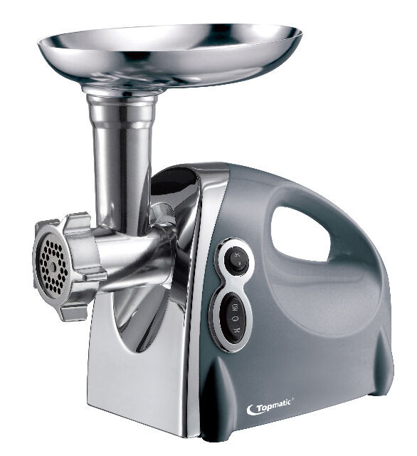 Topmatic MG-1200.3 Silberfarben elektrischer Fleischwolf 1200W Edelstahl Rückwärtslauf Fleischwolf Zerkleinerer Wurstbereiter Edelstahl