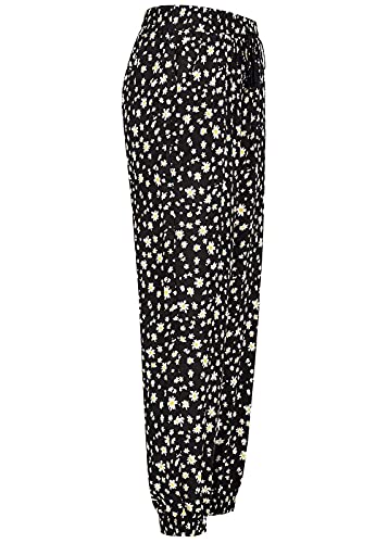 Hailys Damen Viskose Stoffhose Tunnelzug Blumen Muster schwarz Weiss