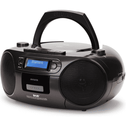 Aiwa BBTC-660DAB/BK Schwarz Tragbares Hifi Radio mit CD, Kassttendeck, Bluetooth,DAB+,USBCD-Player, Kassettenspieler,Radio,FM, Ghettoblaster