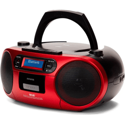 Aiwa BBTC-660DAB/RD Rot Tragbares Hifi Radio mit CD, Kassttendeck, Bluetooth,DAB+,USB CD-Player, Kassettenspieler, Radio, FM, Ghettoblaster