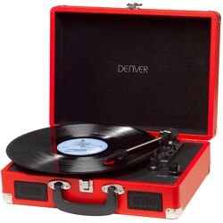 Denver VPL-120Red portabler Plattenspieler mit USB Digitalisierungsfunktion Schallplatten Schallplatte Vinyl Digitalisierung MP3 umwandeln