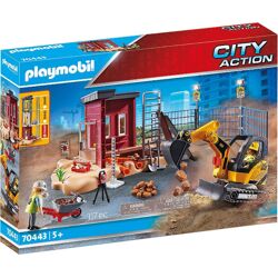 PLAYMOBIL City Action 70443 Konstruktions-Spielset Minibagger mit Bauteil ab 5 Jahren Bagger Spielzeug Baustelle Toys Games Spielfiguren