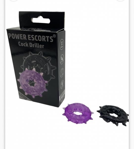 Power Escorts Cock Driller Cockring 2er-Pack – Lila/Schwarz – BR72