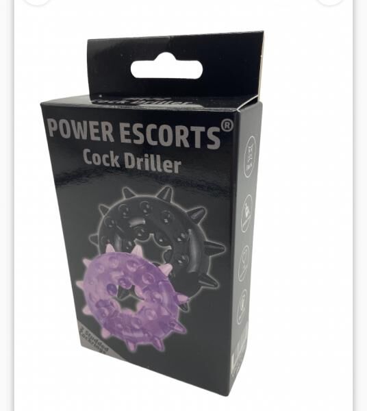 Power Escorts Cock Driller Cockring 2er-Pack – Lila/Schwarz – BR72