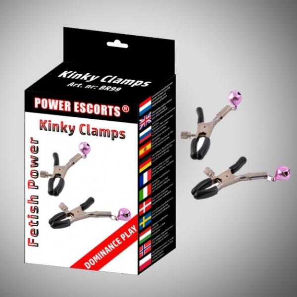 Power Escorts Kinky Nippelklemmen mit Klingenden Bällen - Schwarz