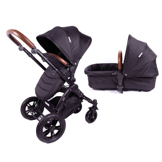 Blij´r Sam schwarz 2in1 Luxus Kombi Kinderwagen 360 Grad drehbar Buggy Baby Babyschale Sportbuggy Neugeborenes Eltern Fahren Wandern Laufen