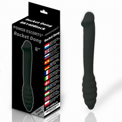 Power Escorts - BR140 - Rocket Dong - Doppeldildo - Extrem flexibel - Ideal für Anfänger - 20,4 × 3 CM - Schwarz und fleisch