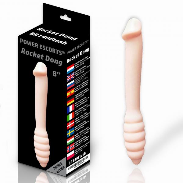 Power Escorts - BR140 - Rocket Dong - Doppeldildo - Extrem flexibel - Ideal für Anfänger - 20,4 × 3 CM - Schwarz und fleisch