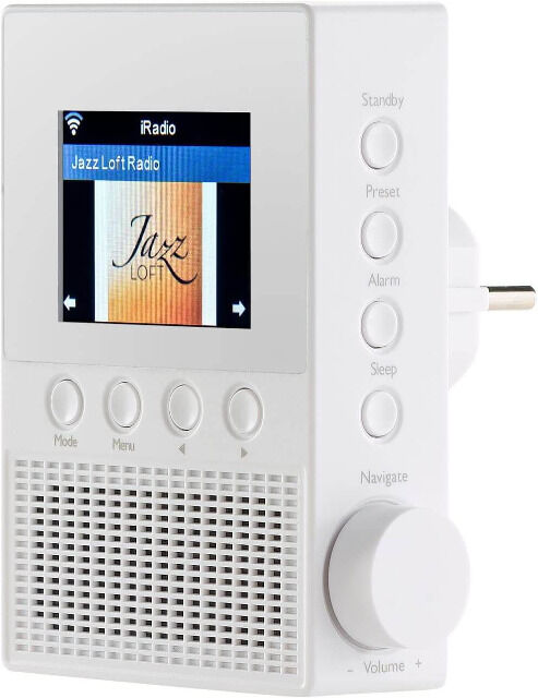 VR-Radio IRS-300 Internet Steckdosenradio mit WLAN & Fernbedienung, 6,1-cm-Display, 6 Watt Steckdose Badradio Küchenradio Internet Radio