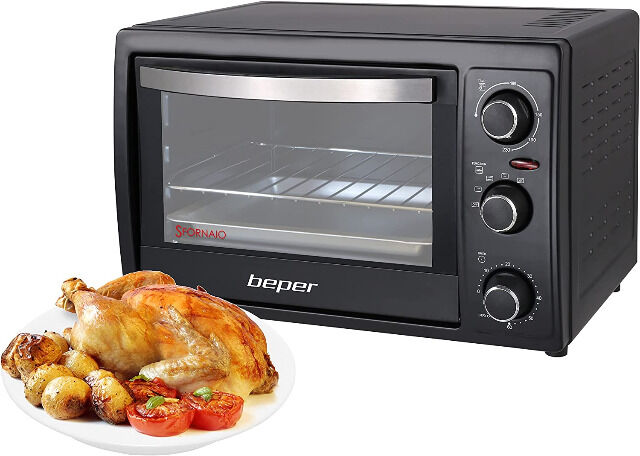 Beper 90.884 Elektrischer Backofen mit 30 Liter Fassungsvermögen und 1300 Watt Leistung Röhre Herd Bratröhre Backröhre  Kochen Backen Grill