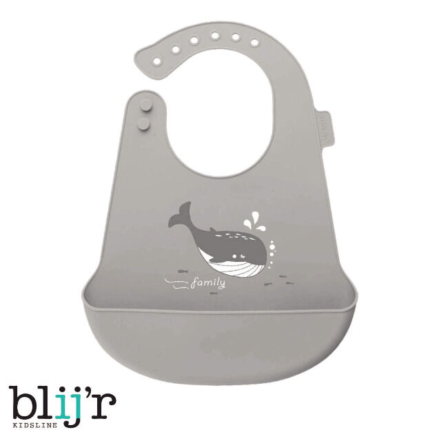 Blijr Bodi Lätzchen grau für Baby & Kleinkinder | aus Silikon Auffangschale waschbar lebensmittelecht Schlabberlatz Kinderlatz Babyartikel