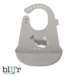 Blijr Bodi Lätzchen grau für Baby & Kleinkinder | aus Silikon Auffangschale waschbar lebensmittelecht Schlabberlatz Kinderlatz Babyartikel