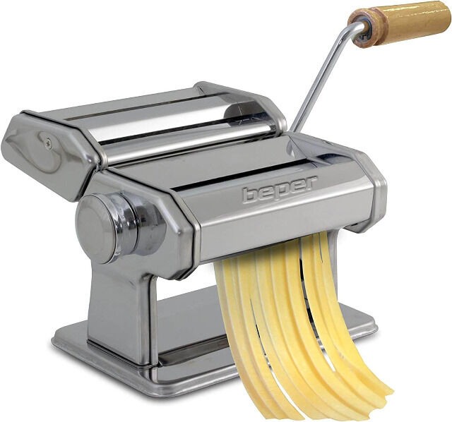 Beper MD.500 Edelstahl Nudelmaschine für 3 Sorten hausgemachter Pasta Lasagne Fettuccine Tagliolini Ravioli Tortellini Küche Haushalt Pasta
