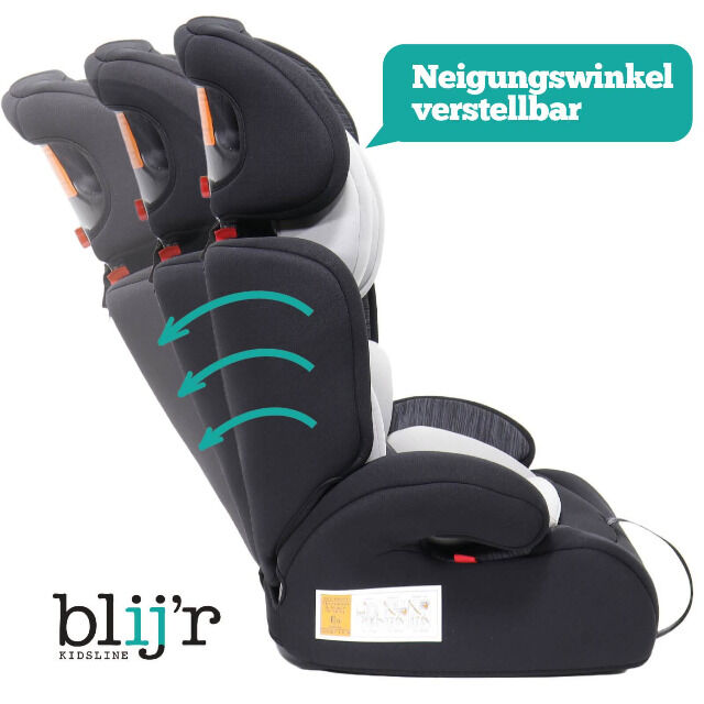 Blij´r Ivo grey/black Autositz mit  Wumbi Sonnenschutz von 9-36 kg Autokindersitz Kindersitz Kleinkind Kfz Reise Unterwegs Urlaub
