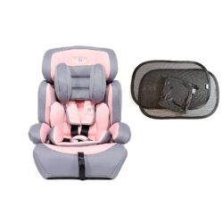 Blij´r Ivo pink/grey Autositz mit  Wumbi Sonnenschutz von 9-36 kg, extra Polsterung, höhenverstellbarer 5-Punkt-Gurt, Seitenschutz 