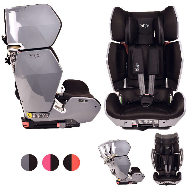 Blijr Uniek in Grau Autositz Kindersitz für Kinder ab 3,5 bis 12 Jahren Höhenverstellbar bis 150cm Kinderschale Reise Autokindersitz Urlaub 