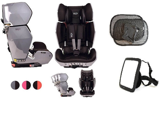 Blijr Uniek in Grau Autositz Kindersitz für Kinder ab 3,5 bis 12 Jahren Höhenverstellbar bis 150cm Kinderschale Reise Autokindersitz Urlaub 