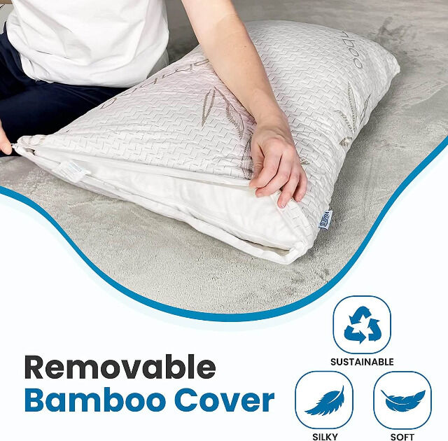 Sleepsia Bambuskissen Kingsize 40 x 80 cm (1er-Pack) mit geschreddertem Memory Schaum Bettwäsche ausruhen Memory-Foam Kopfkissen schlafen