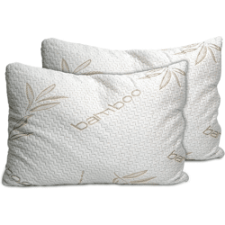 Sleepsia bamboo pillow king size 40 x 80cm (2-pack) with shredded memory foam bedding rest memory foam pillow bedroom