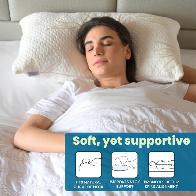 Sleepsia Bambuskissen Queensize 40 x 70 cm (2er-Pack) mit geschreddertem Memory Schaum Bettwäsche ausruhen Memory-Foam Kopfkissen schlafen