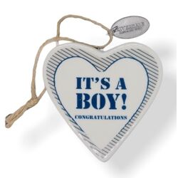 Riverdale 'It's a boy' bügel in Herzform aus blauer Keramik, 9 cm