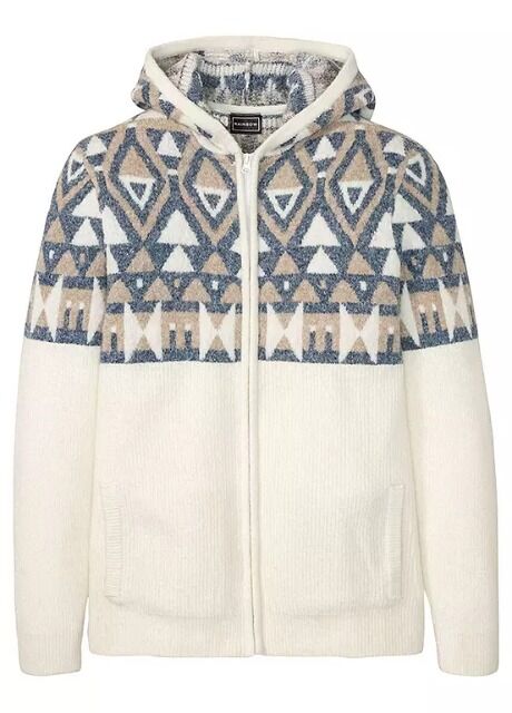 Herren Norweger Strickjacke mit Kapuze beige