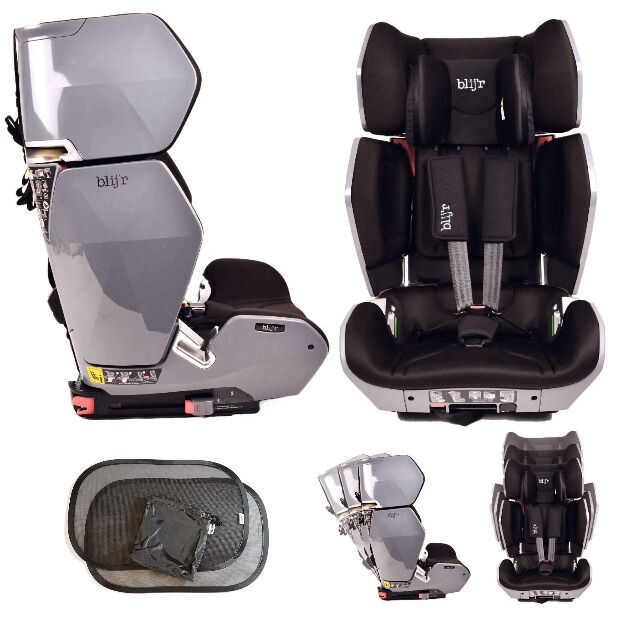 Blij´r Uniek Grau Autositz Kindersitz mit Sonnenschutz für Kinder ab 3,5 bis 12 Jahren Autokindersitz Kleinkinder Kfz Auto Reise Babyschale
