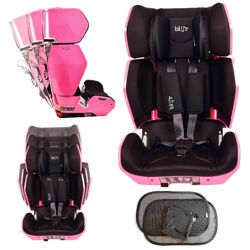 Blijr Uniek Pink Autositz Kindersitz mit Sonnenschutz für Kinder ab 3,5 bis 12 Jahren Autokindersitz Kfz Auto Kleinkinder Reise Babyschale