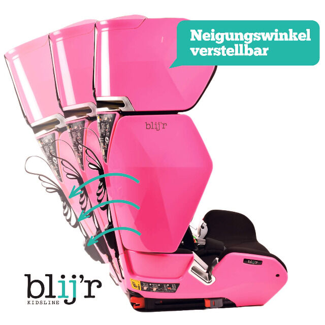 Blij´r Uniek Pink Autositz Kindersitz mit Wumbi Rücksitzspiegel und Sonnenschutz Autokindersitz Kfz Kleinkinder Reise Babyschale Auto Kinder